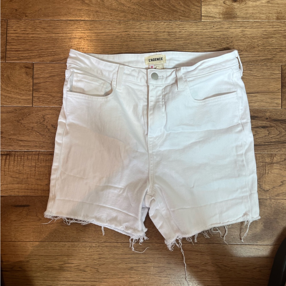 L'AGENCE Women's White Jean Shorts